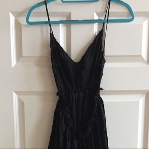 NWOT -Long Black dress with lace top.